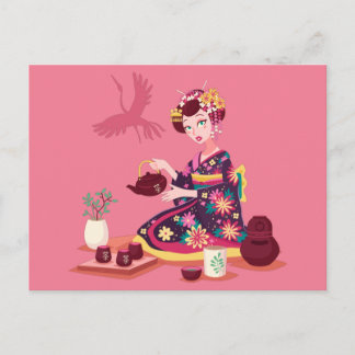 Japanische Teezeremonie, Krane Postkarte