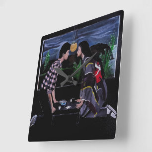 Japanische Teezeremonie-Malerei von Alfred Fox Quadratische Wanduhr