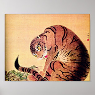 Japanische Tiger-Holzschnittkunst Ukiyo-E Poster