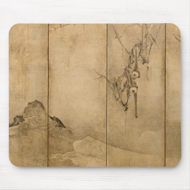 Japanische Tinte auf Papier Gibbons Primate & Land Mousepad (Vorne)