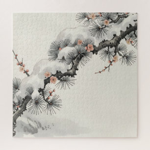 Japanische Tinte Kiefern-Pfirsichblüten-Winter 