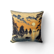 Japanische Tinte Style Beach Sunset