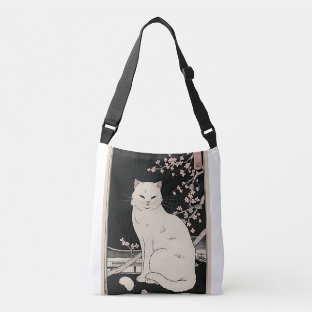 Japanische Ukiyo e Katzenkunst Tragetaschen Mit Langen Trägern (Vorderseite)