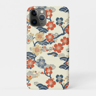 Japanische Ume-Pflirsichblüten Navy-Welle-Creme Case-Mate iPhone Hülle