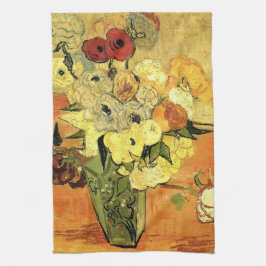 Japanische Vase, Rose, Anemonen von Vincent van Go Geschirrtuch