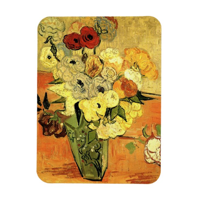 Japanische Vase, Rose, Anemonen von Vincent van Go Magnet (Vertikal)