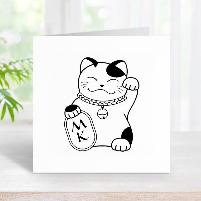 Japanische Viel Glück Cat, Maneki Neko - Monogram Gummistempel (Von Creator hochgeladen)