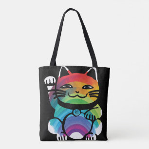 Japanische Viel Glück-Katze mit Regenbogen Tasche