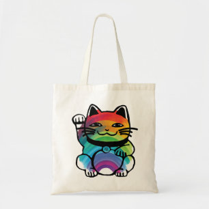 Japanische Viel Glück-Katze mit Regenbogen Tragetasche