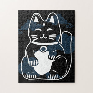 Japanische Viel Glück-Katze mit Wolken