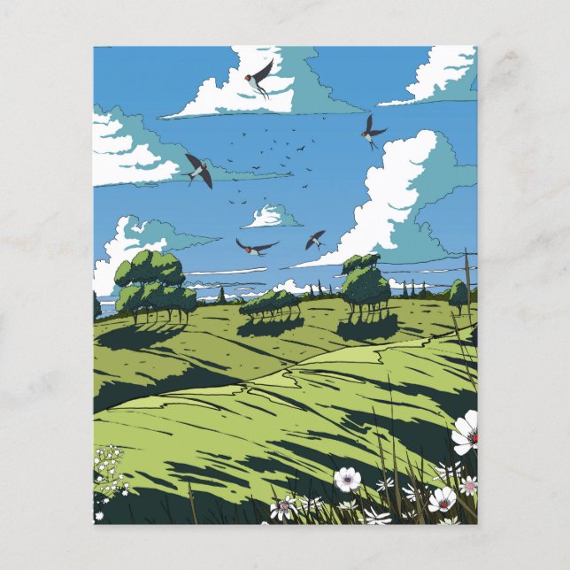 Japanische Vintage Landschaft nachts (Vorderseite)