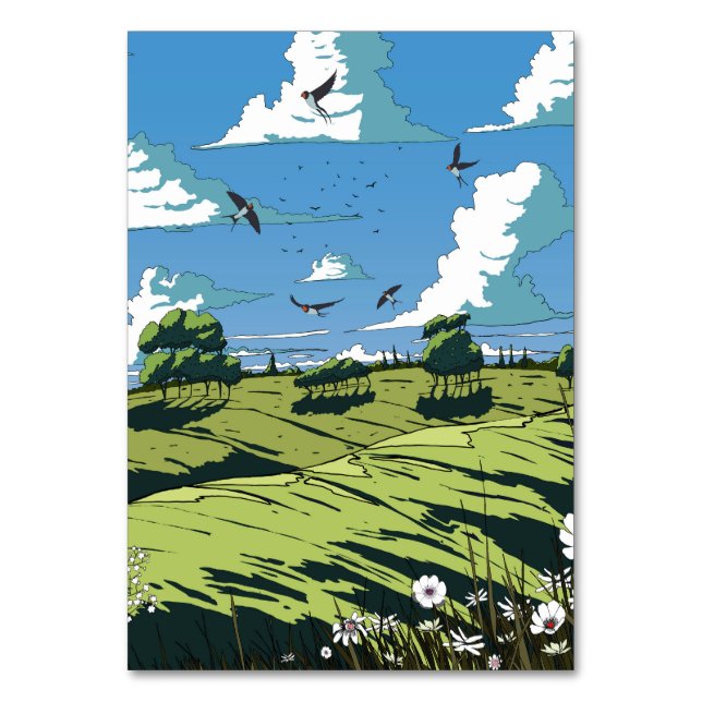 Japanische Vintage Landschaft nachts Tischnummer (Vorderseite)