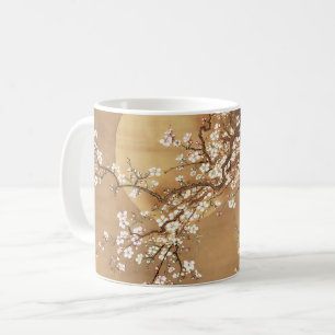 Japanische Vintage Pflaumenblüten im Mondlicht Kaffeetasse