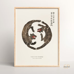 Japanische Vintage-Tiger Yatsuo no Tsubaki Taguchi Poster
