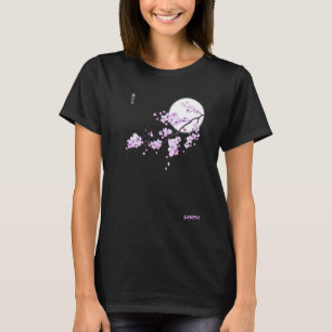 Japanische violette Sakura-Kirschblüten-Blume Rosa T-Shirt