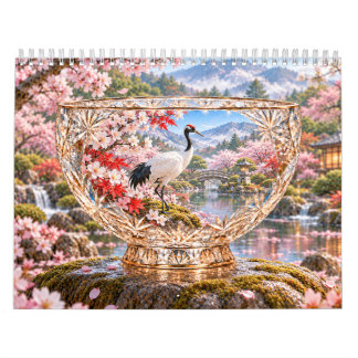Japanische Vögel im Kristall-Jahreszeiten-Kalender Kalender