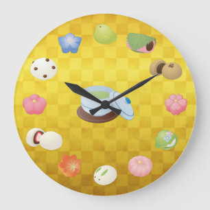 Japanische Wagashi-Süßigkeiten Große Wanduhr