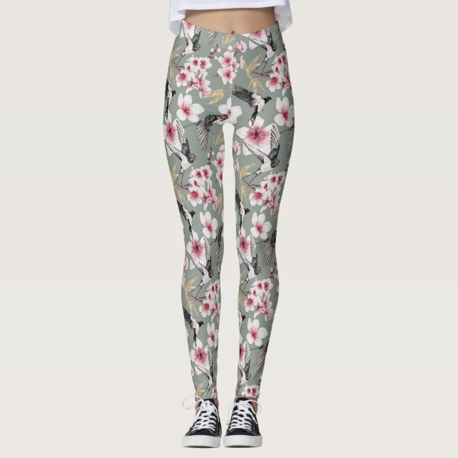 Japanische Wasserfarbe Kunst, Dichtung und Musik Leggings (Vorderseite)