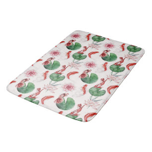 Japanische Wasserfarbe Kunst Koi Fisch Lotus Lily Badematte