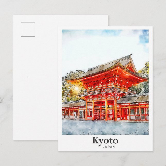 Japanische Wasserfarbenskizze Postkarte (Vorne/Hinten)