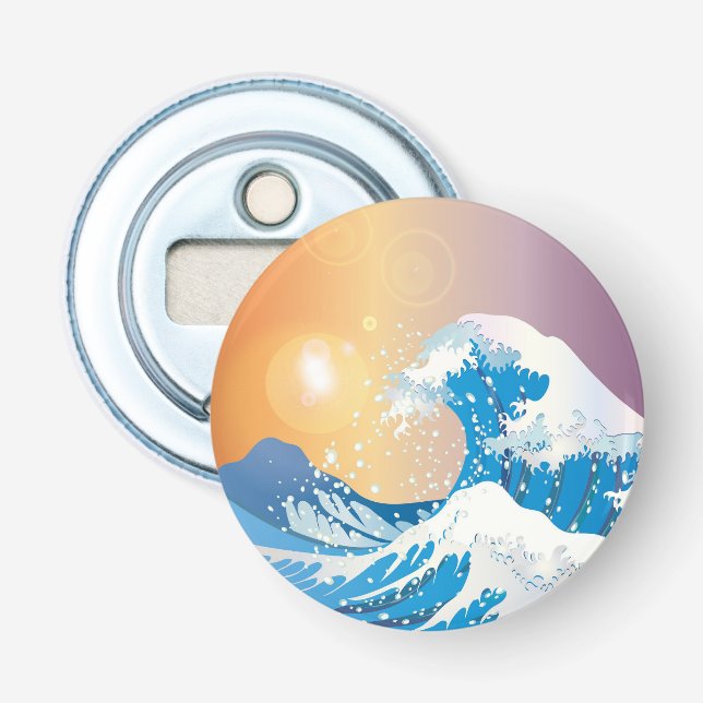 Japanische Wave Art Sunset Ocean Flaschenöffner (Vorderseite)