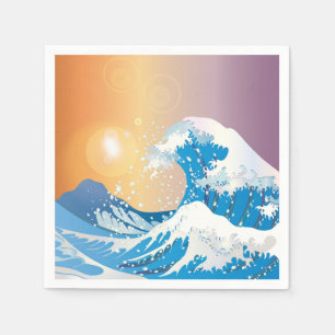 Japanische Wave Art Sunset Ocean Serviette