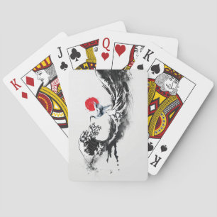 Japanische Wave , Heron, minimale Malkunst Spielkarten