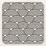 japanische Wave Seigaiha Schwarz und Creme Weiß Rechteckiger Pappuntersetzer<br><div class="desc">Japanisches Seigaiha Wave Muster - Schwarz und Creme Weiß.</div>