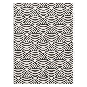 japanische Wave Seigaiha Schwarz und Creme Weiß Tischdecke