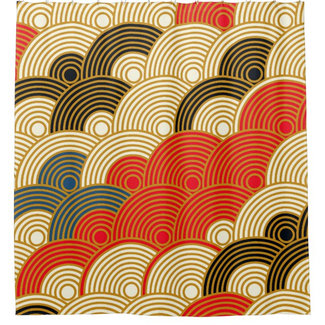 Japanische Waves: Rotes Gold. Duschvorhang (Vorderseite)