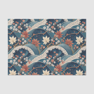Japanische Welle & Kirschblüten-Blumenmuster-Kunst Seidenpapier