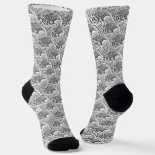 Japanische Wellenmuster grau / grau und weiß Socken