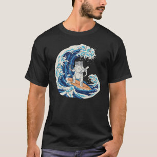 Japanische Wellenreitkatze isst Sushi T-Shirt