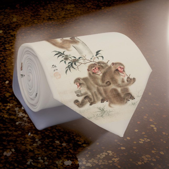 Japanische Wildaffen in Nature Beige Krawatte (Von Creator hochgeladen)