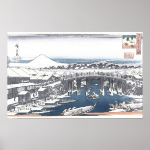 Japanische Winter-Malerei von Nihon Brücke, Tokyo Poster
