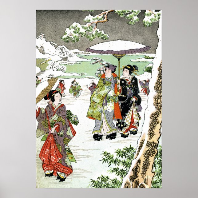 Japanische Winterlandschaft Poster (Vorne)