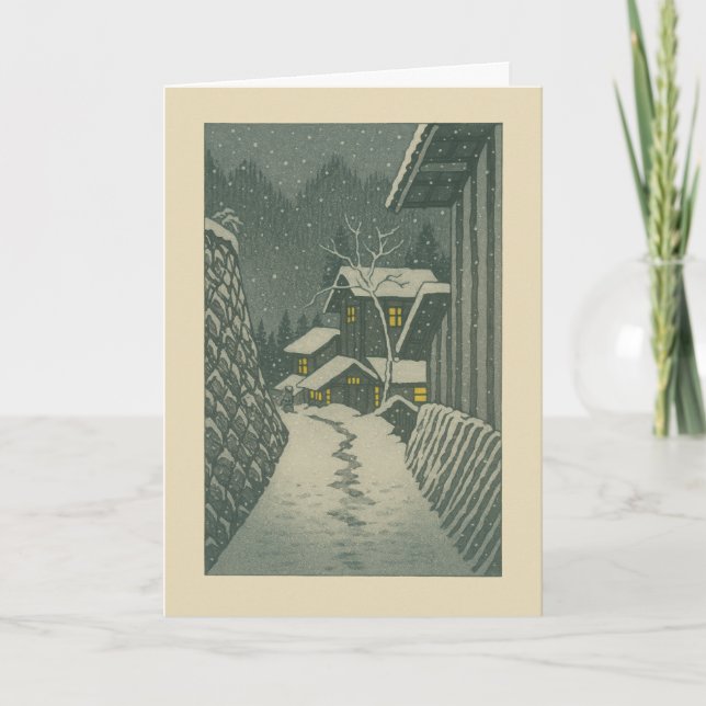 Japanische Winterlandschaft - Weihnachtskarte Feiertagskarte (Vorderseite)
