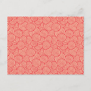 Japanische wirbellose Muster - Korallenorange Postkarte