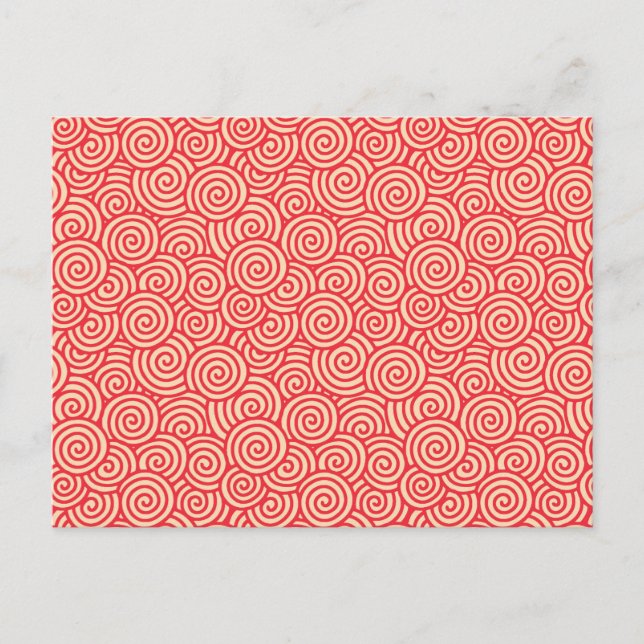 Japanische wirbellose Muster - Korallenorange Postkarte (Vorderseite)