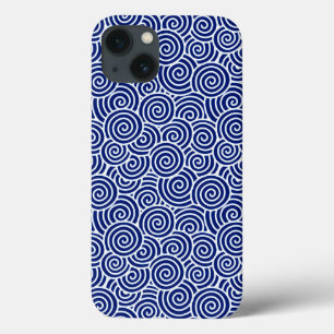 Japanische wirbellose Muster - marineblau und weiß Case-Mate iPhone Hülle