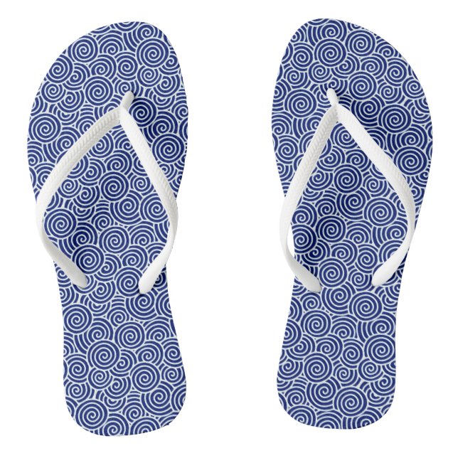 Japanische wirbellose Muster - marineblau und weiß Flip Flops (Fußbett)