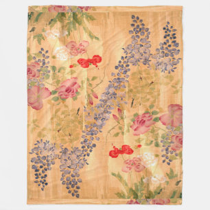 Japanische Wisteria-Rosen-Blumen-Blumengarten Fleecedecke