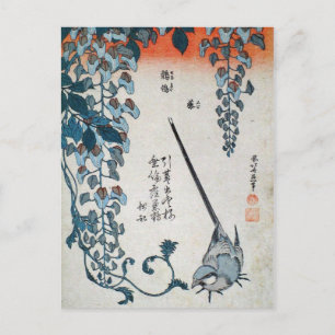 Japanische Wisteria und Bachstelze (von Hokusai) Postkarte