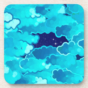 Japanische Wolken, Abend Sky, Türkis und Indio Getränkeuntersetzer
