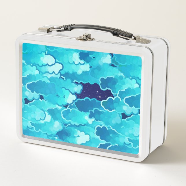 Japanische Wolken, Abend Sky, Türkis und Indio Metall Lunch Box (Vorderseite)