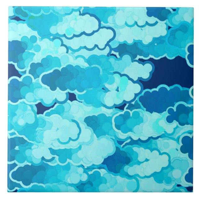 Japanische Wolken, Abends-Himmel, Türkis und Fliese (Vorderseite)