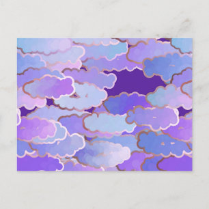 Japanische Wolken, Dämmerung, Violett und Tiefpurp Postkarte