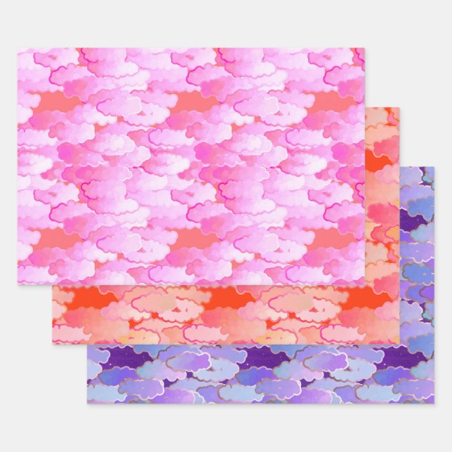 Japanische Wolken, Morgenröte, Sonnenuntergang, Tw Geschenkpapier Set (Set)