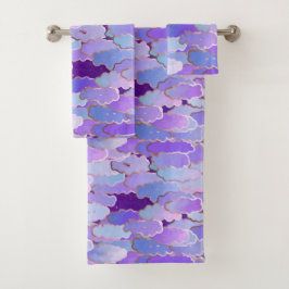 Japanische Wolken, Twilight, Violet und Tief Lila Badhandtuch Set