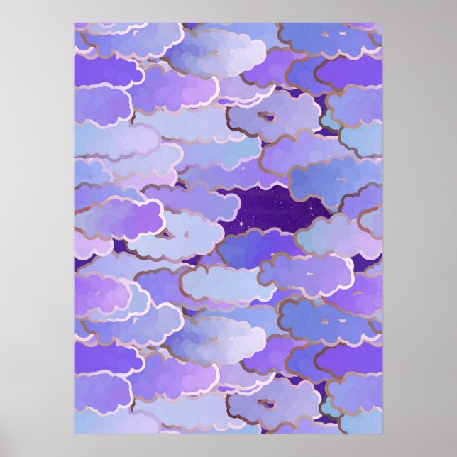 Japanische Wolken, Twilight, Violet und Tief Lila Poster (Vorne)